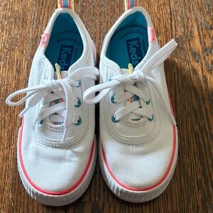 Keds Kids White Sneakers with Pink Accents